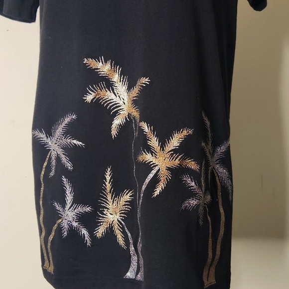 Spoiled Rotten. Black  tropical Hawaiian Embroidery print t-shirt Mini Dress - Picture 2 of 8